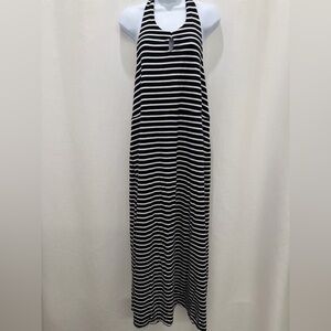 LAND’ END Striped Halter Maxi Dress - Black & White.